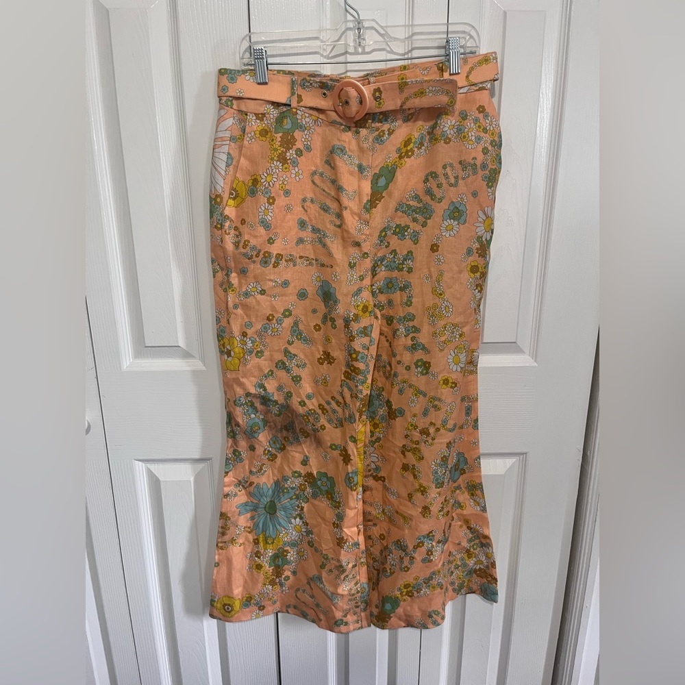 Zimmermann Lola Pants Floral Print Linen Kick-Flare Pants EU 4 (US 12) - Picture 2 of 5